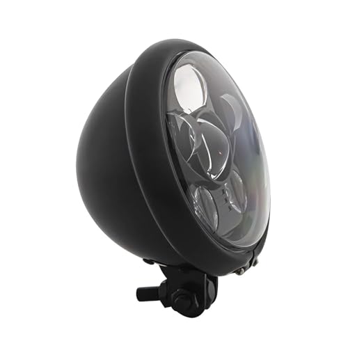 SJSJJAH Retro Style Chrome 5,75'' Motorrad LED Scheinwerfer für(Gloss Black) von SJSJJAH