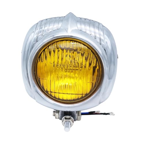 SJSJJAH Retro Vintage Custom 4 1/2" Aluminium Motorradscheinwerfer(Yellow) von SJSJJAH