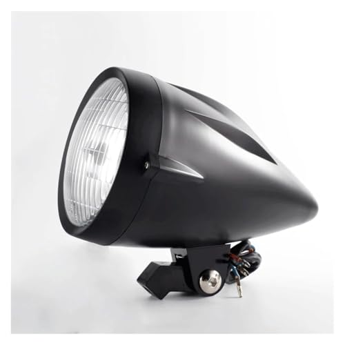SJSJJAH Schwarzes Motorrad Bullet Retro Halogen-Scheinwerferglaslicht(Black) von SJSJJAH