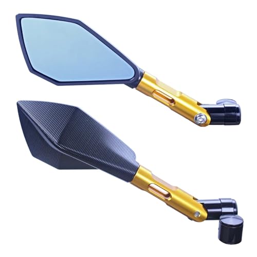 SJSJJAH Universal Long & Short Motorrad CNC Aluminium Seitenrückspiegel for 900 Z1000 Z800 Z750 Z650 Z300 Z250 Z125(ShortBlack Gold) von SJSJJAH