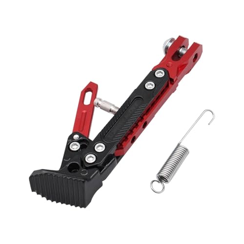 SJSJJAH Universell verstellbare CNC-Metall-Motorrad-Fußhalterung Kick-Seitenhalterung Langlebige, korrosionsbeständige Halterung Motorradständer(Red) von SJSJJAH