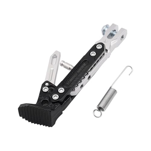SJSJJAH Universell verstellbare CNC-Metall-Motorrad-Fußhalterung Kick-Seitenhalterung Langlebige, korrosionsbeständige Halterung Motorradständer(Silver) von SJSJJAH