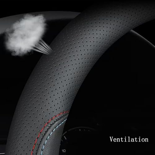 Auto Lenkradbezug Leder für Suzuki Jimny 2018-2023, Lenkrad Abdeckung Lenkradhülle Leder Anti Rutsch Atmungsaktiv Lenkradabdeckung 38 CM/15'' für Auto Innenraum Zubehör,O-Black-C von SJSMZX