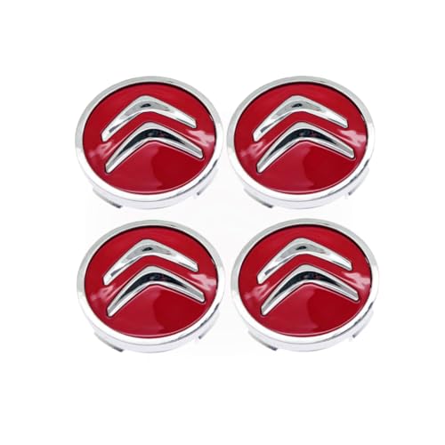 SJSMZX Auto Nabendeckel für Citroen C5 X 2021 2022 2023, 4 Stück Nabenkappen Radnabenabdeckung Radnabenkappen Felgenkappen Felgendeckel Radnabendeckel Radkappen Logo Zubehör,Red-60mm von SJSMZX
