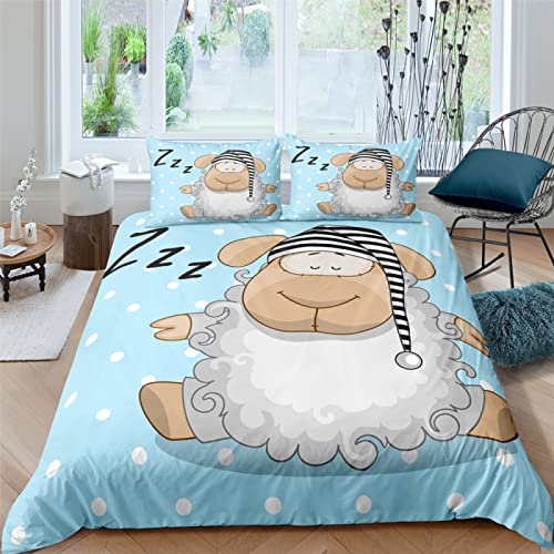 SJSXWQN Bettwäsche 135x200 Blaue Schafe Bettwäsche-Set mit Reißverschluss Schließung für Kinder Mädchen Weicher Atmungsaktive Mikrofaser Bettbezug + 2 Kopfkissenbezug 80x80 cm SJSXWQN Bettwäsche 135x200 Blaue Schafe Bettwäsche-Set mit Reißverschluss Schließung für Kinder Mädchen Weicher Atmungsaktive Mikrofaser Bettbezug + 2 Kopfkissenbezug 80x80 cm von SJSXWQN