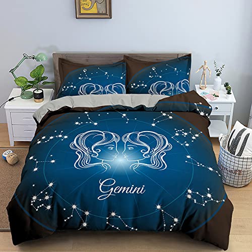 SJSXWQN Bettwäsche 135x200 Blaue Zwillinge Bettwäsche-Set mit Reißverschluss Schließung für Kinder Mädchen Weicher Atmungsaktive Mikrofaser Bettbezug + 2 Kopfkissenbezug 80x80 cm von SJSXWQN