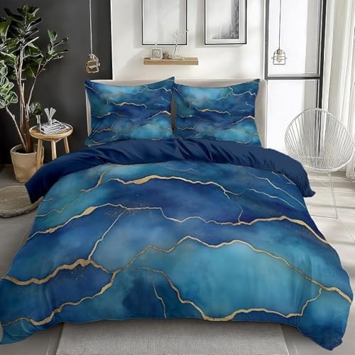 SJSXWQN Bettwäsche 135x200 Blauer Marmor Bettwäsche-Set mit Reißverschluss Schließung für Kinder Mädchen Weicher Atmungsaktive Mikrofaser Bettbezug + 2 Kopfkissenbezug 80x80 cm SJSXWQN Bettwäsche 135x200 Blauer Marmor Bettwäsche-Set mit Reißverschluss Schließung für Kinder Mädchen Weicher Atmungsaktive Mikrofaser Bettbezug + 2 Kopfkissenbezug 80x80 cm von SJSXWQN