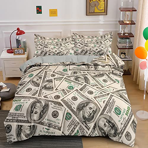 SJSXWQN Bettwäsche 135x200 Grauer Dollar Bettwäsche-Set mit Reißverschluss Schließung für Kinder Mädchen Weicher Atmungsaktive Mikrofaser Bettbezug + 2 Kopfkissenbezug 80x80 cm SJSXWQN Bettwäsche 135x200 Grauer Dollar Bettwäsche-Set mit Reißverschluss Schließung für Kinder Mädchen Weicher Atmungsaktive Mikrofaser Bettbezug + 2 Kopfkissenbezug 80x80 cm von SJSXWQN
