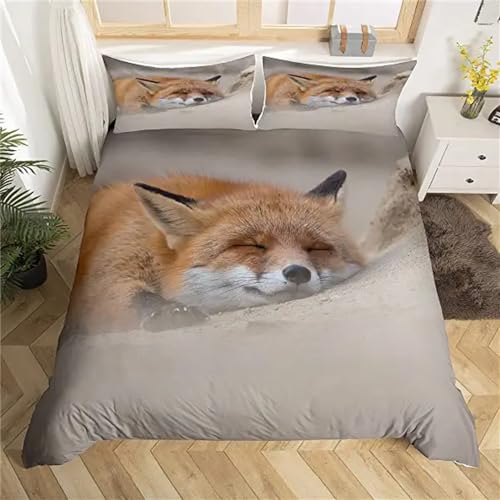 SJSXWQN Bettwäsche 135x200 Grauer Fuchs Bettwäsche-Set mit Reißverschluss Schließung für Kinder Mädchen Weicher Atmungsaktive Mikrofaser Bettbezug + 2 Kopfkissenbezug 80x80 cm SJSXWQN Bettwäsche 135x200 Grauer Fuchs Bettwäsche-Set mit Reißverschluss Schließung für Kinder Mädchen Weicher Atmungsaktive Mikrofaser Bettbezug + 2 Kopfkissenbezug 80x80 cm von SJSXWQN