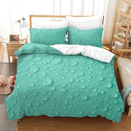 SJSXWQN Bettwäsche 135x200 GrüNer Wassertropfen Bettwäsche-Set mit Reißverschluss Schließung für Kinder Mädchen Weicher Atmungsaktive Mikrofaser Bettbezug + 2 Kopfkissenbezug 80x80 cm von SJSXWQN