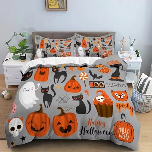SJSXWQN Bettwäsche 135x200 Halloween Bettwäsche-Set mit Reißverschluss Schließung für Kinder Mädchen Weicher Atmungsaktive Mikrofaser Bettbezug + 2 Kopfkissenbezug 80x80 cm SJSXWQN Bettwäsche 135x200 Halloween Bettwäsche-Set mit Reißverschluss Schließung für Kinder Mädchen Weicher Atmungsaktive Mikrofaser Bettbezug + 2 Kopfkissenbezug 80x80 cm von SJSXWQN