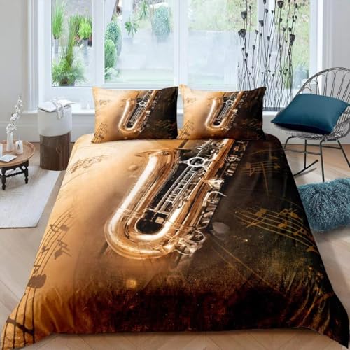 SJSXWQN Bettwäsche 135x200 Musikinstrument Tuba Bettwäsche-Set mit Reißverschluss Schließung für Kinder Mädchen Weicher Atmungsaktive Mikrofaser Bettbezug + 2 Kopfkissenbezug 80x80 cm von SJSXWQN