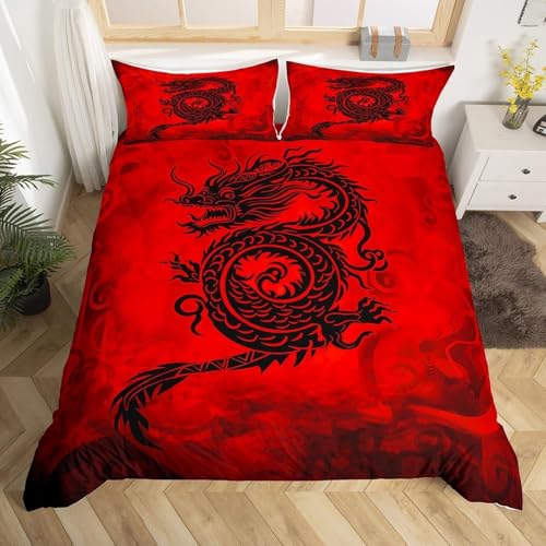 SJSXWQN Bettwäsche 135x200 Roter Drache Bettwäsche-Set mit Reißverschluss Schließung für Kinder Mädchen Weicher Atmungsaktive Mikrofaser Bettbezug + 2 Kopfkissenbezug 80x80 cm SJSXWQN Bettwäsche 135x200 Roter Drache Bettwäsche-Set mit Reißverschluss Schließung für Kinder Mädchen Weicher Atmungsaktive Mikrofaser Bettbezug + 2 Kopfkissenbezug 80x80 cm von SJSXWQN