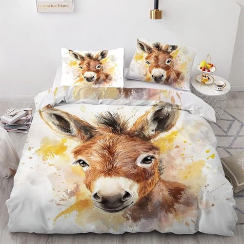 SJSXWQN Bettwäsche 155x220 Brauner Esel Bettwäsche-Set mit Reißverschluss Schließung für Kinder Jugendliche Weicher Atmungsaktive Mikrofaser Bettbezug + 2 Kopfkissenbezug 80x80 cm SJSXWQN Bettwäsche 155x220 Brauner Esel Bettwäsche-Set mit Reißverschluss Schließung für Kinder Jugendliche Weicher Atmungsaktive Mikrofaser Bettbezug + 2 Kopfkissenbezug 80x80 cm von SJSXWQN