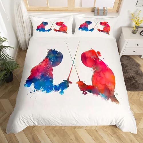 SJSXWQN Bettwäsche 155x220 Fechten Bettwäsche-Set mit Reißverschluss Schließung für Kinder Jugendliche Weicher Atmungsaktive Mikrofaser Bettbezug + 2 Kopfkissenbezug 80x80 cm SJSXWQN Bettwäsche 155x220 Fechten Bettwäsche-Set mit Reißverschluss Schließung für Kinder Jugendliche Weicher Atmungsaktive Mikrofaser Bettbezug + 2 Kopfkissenbezug 80x80 cm von SJSXWQN