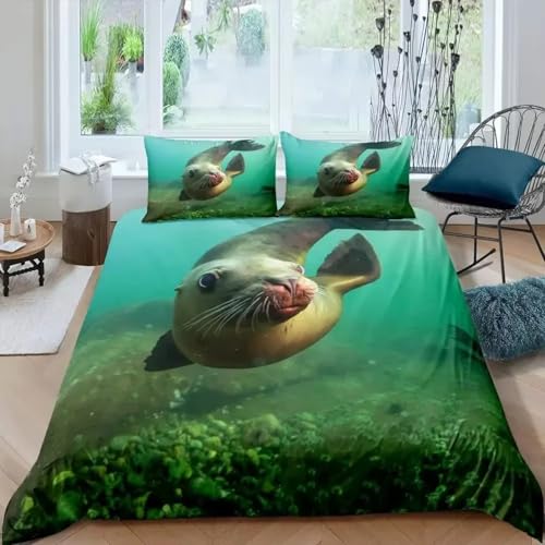 SJSXWQN Bettwäsche 155x220 Robbe Bettwäsche-Set mit Reißverschluss Schließung für Kinder Jugendliche Weicher Atmungsaktive Mikrofaser Bettbezug + 2 Kopfkissenbezug 80x80 cm SJSXWQN Bettwäsche 155x220 Robbe Bettwäsche-Set mit Reißverschluss Schließung für Kinder Jugendliche Weicher Atmungsaktive Mikrofaser Bettbezug + 2 Kopfkissenbezug 80x80 cm von SJSXWQN