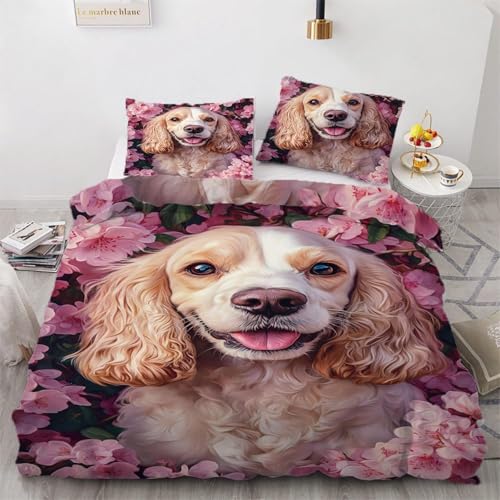 SJSXWQN Bettwäsche 155x220 Rosa Cocker Spaniel Bettwäsche-Set mit Reißverschluss Schließung für Kinder Jugendliche Weicher Atmungsaktive Mikrofaser Bettbezug + 2 Kopfkissenbezug 80x80 cm SJSXWQN Bettwäsche 155x220 Rosa Cocker Spaniel Bettwäsche-Set mit Reißverschluss Schließung für Kinder Jugendliche Weicher Atmungsaktive Mikrofaser Bettbezug + 2 Kopfkissenbezug 80x80 cm von SJSXWQN