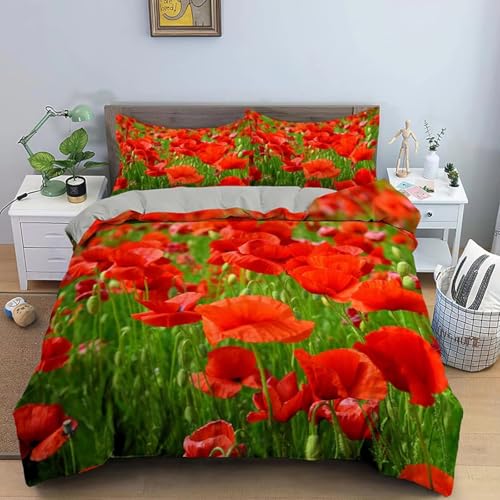 SJSXWQN Bettwäsche 155x220 Roter Mohn Bettwäsche-Set mit Reißverschluss Schließung für Kinder Jugendliche Weicher Atmungsaktive Mikrofaser Bettbezug + 2 Kopfkissenbezug 80x80 cm SJSXWQN Bettwäsche 155x220 Roter Mohn Bettwäsche-Set mit Reißverschluss Schließung für Kinder Jugendliche Weicher Atmungsaktive Mikrofaser Bettbezug + 2 Kopfkissenbezug 80x80 cm von SJSXWQN