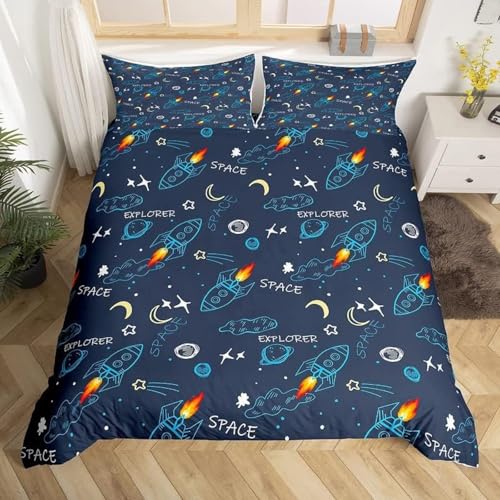 SJSXWQN Bettwäsche 200x200 Blaue Rakete Bettwäsche-Set mit Reißverschluss Schließung für Erwachsene Kinder Weicher Atmungsaktive Mikrofaser Bettbezug + 2 Kopfkissenbezug 80x80 cm SJSXWQN Bettwäsche 200x200 Blaue Rakete Bettwäsche-Set mit Reißverschluss Schließung für Erwachsene Kinder Weicher Atmungsaktive Mikrofaser Bettbezug + 2 Kopfkissenbezug 80x80 cm von SJSXWQN