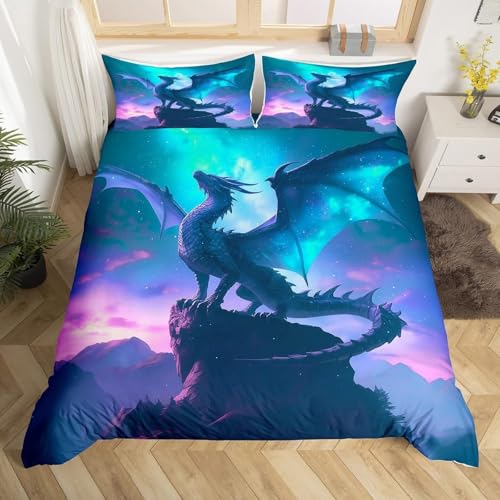 SJSXWQN Bettwäsche 200x200 Blauer Drache Bettwäsche-Set mit Reißverschluss Schließung für Erwachsene Kinder Weicher Atmungsaktive Mikrofaser Bettbezug + 2 Kopfkissenbezug 80x80 cm SJSXWQN Bettwäsche 200x200 Blauer Drache Bettwäsche-Set mit Reißverschluss Schließung für Erwachsene Kinder Weicher Atmungsaktive Mikrofaser Bettbezug + 2 Kopfkissenbezug 80x80 cm von SJSXWQN
