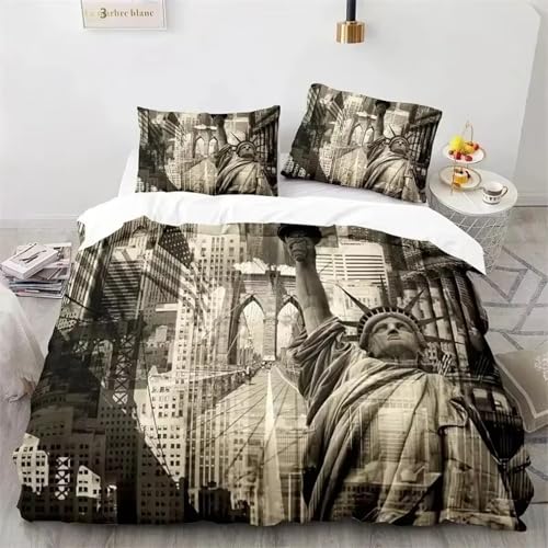 SJSXWQN Bettwäsche 200x200 Freiheitsstatue Bettwäsche-Set mit Reißverschluss Schließung für Erwachsene Kinder Weicher Atmungsaktive Mikrofaser Bettbezug + 2 Kopfkissenbezug 80x80 cm SJSXWQN Bettwäsche 200x200 Freiheitsstatue Bettwäsche-Set mit Reißverschluss Schließung für Erwachsene Kinder Weicher Atmungsaktive Mikrofaser Bettbezug + 2 Kopfkissenbezug 80x80 cm von SJSXWQN