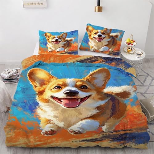 SJSXWQN Bettwäsche 200x200 Gelber Corgi Bettwäsche-Set mit Reißverschluss Schließung für Erwachsene Kinder Weicher Atmungsaktive Mikrofaser Bettbezug + 2 Kopfkissenbezug 80x80 cm SJSXWQN Bettwäsche 200x200 Gelber Corgi Bettwäsche-Set mit Reißverschluss Schließung für Erwachsene Kinder Weicher Atmungsaktive Mikrofaser Bettbezug + 2 Kopfkissenbezug 80x80 cm von SJSXWQN
