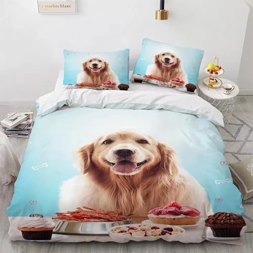 SJSXWQN Bettwäsche 200x200 Golden Retriever Bettwäsche-Set mit Reißverschluss Schließung für Erwachsene Kinder Weicher Atmungsaktive Mikrofaser Bettbezug + 2 Kopfkissenbezug 80x80 cm SJSXWQN Bettwäsche 200x200 Golden Retriever Bettwäsche-Set mit Reißverschluss Schließung für Erwachsene Kinder Weicher Atmungsaktive Mikrofaser Bettbezug + 2 Kopfkissenbezug 80x80 cm von SJSXWQN