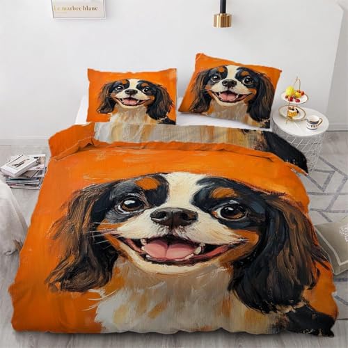 SJSXWQN Bettwäsche 200x200 SüßEr Hund Bettwäsche-Set mit Reißverschluss Schließung für Erwachsene Kinder Weicher Atmungsaktive Mikrofaser Bettbezug + 2 Kopfkissenbezug 80x80 cm von SJSXWQN