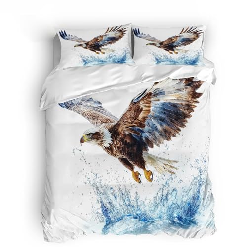 SJSXWQN Bettwäsche 200x200 WeißEr Adler Bettwäsche-Set mit Reißverschluss Schließung für Erwachsene Kinder Weicher Atmungsaktive Mikrofaser Bettbezug + 2 Kopfkissenbezug 80x80 cm SJSXWQN Bettwäsche 200x200 WeißEr Adler Bettwäsche-Set mit Reißverschluss Schließung für Erwachsene Kinder Weicher Atmungsaktive Mikrofaser Bettbezug + 2 Kopfkissenbezug 80x80 cm von SJSXWQN