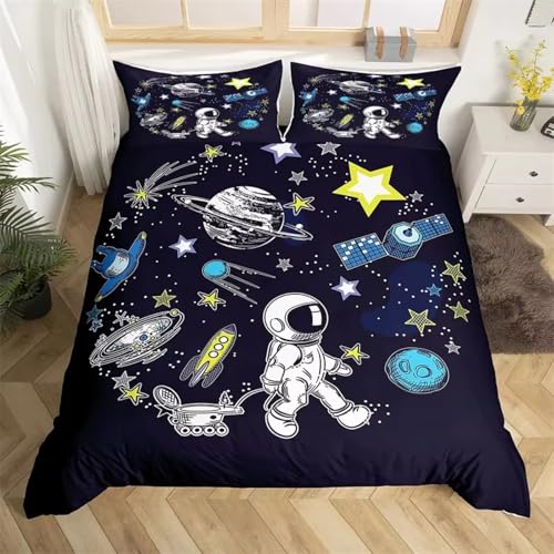 SJSXWQN Bettwäsche 200x220 Blauer Weltraumastronaut Bettwäsche-Set mit Reißverschluss Schließung für Erwachsene Kinder Weicher Atmungsaktive Mikrofaser Bettbezug + 2 Kopfkissenbezug 80x80 cm SJSXWQN Bettwäsche 200x220 Blauer Weltraumastronaut Bettwäsche-Set mit Reißverschluss Schließung für Erwachsene Kinder Weicher Atmungsaktive Mikrofaser Bettbezug + 2 Kopfkissenbezug 80x80 cm von SJSXWQN