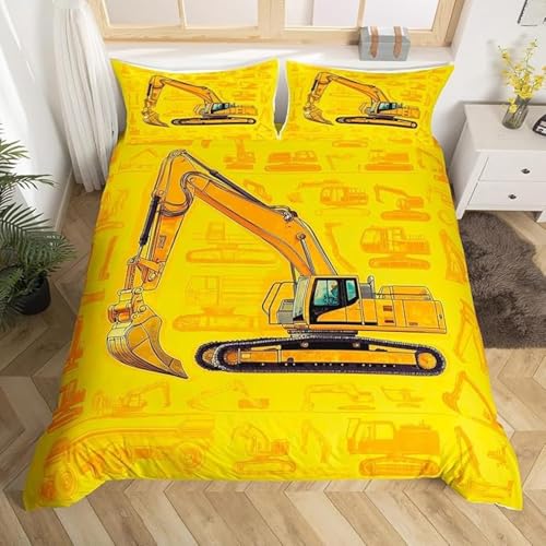 SJSXWQN Bettwäsche 200x220 Gelber Bagger Bettwäsche-Set mit Reißverschluss Schließung für Erwachsene Kinder Weicher Atmungsaktive Mikrofaser Bettbezug + 2 Kopfkissenbezug 80x80 cm SJSXWQN Bettwäsche 200x220 Gelber Bagger Bettwäsche-Set mit Reißverschluss Schließung für Erwachsene Kinder Weicher Atmungsaktive Mikrofaser Bettbezug + 2 Kopfkissenbezug 80x80 cm von SJSXWQN