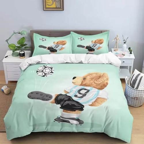 SJSXWQN Bettwäsche 200x220 GrüNer TeddybäR Bettwäsche-Set mit Reißverschluss Schließung für Erwachsene Kinder Weicher Atmungsaktive Mikrofaser Bettbezug + 2 Kopfkissenbezug 80x80 cm SJSXWQN Bettwäsche 200x220 GrüNer TeddybäR Bettwäsche-Set mit Reißverschluss Schließung für Erwachsene Kinder Weicher Atmungsaktive Mikrofaser Bettbezug + 2 Kopfkissenbezug 80x80 cm von SJSXWQN