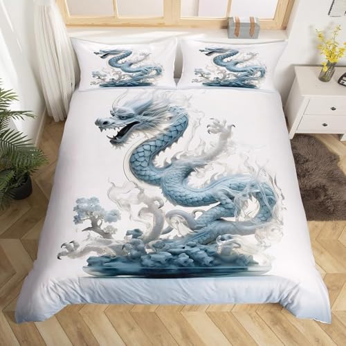 SJSXWQN Bettwäsche 200x220 WeißEr Drache Bettwäsche-Set mit Reißverschluss Schließung für Erwachsene Kinder Weicher Atmungsaktive Mikrofaser Bettbezug + 2 Kopfkissenbezug 80x80 cm SJSXWQN Bettwäsche 200x220 WeißEr Drache Bettwäsche-Set mit Reißverschluss Schließung für Erwachsene Kinder Weicher Atmungsaktive Mikrofaser Bettbezug + 2 Kopfkissenbezug 80x80 cm von SJSXWQN