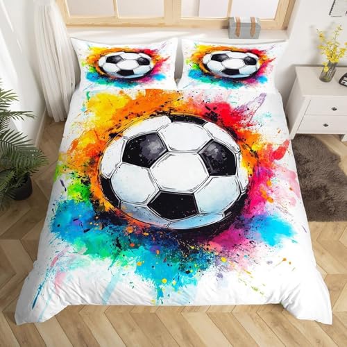SJSXWQN Bettwäsche 200x220 WeißEr FußBall Bettwäsche-Set mit Reißverschluss Schließung für Erwachsene Kinder Weicher Atmungsaktive Mikrofaser Bettbezug + 2 Kopfkissenbezug 80x80 cm SJSXWQN Bettwäsche 200x220 WeißEr FußBall Bettwäsche-Set mit Reißverschluss Schließung für Erwachsene Kinder Weicher Atmungsaktive Mikrofaser Bettbezug + 2 Kopfkissenbezug 80x80 cm von SJSXWQN