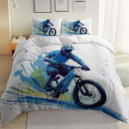 SJSXWQN Bettwäsche 200x220 WeißEs Fahrrad Bettwäsche-Set mit Reißverschluss Schließung für Erwachsene Kinder Weicher Atmungsaktive Mikrofaser Bettbezug + 2 Kopfkissenbezug 80x80 cm SJSXWQN Bettwäsche 200x220 WeißEs Fahrrad Bettwäsche-Set mit Reißverschluss Schließung für Erwachsene Kinder Weicher Atmungsaktive Mikrofaser Bettbezug + 2 Kopfkissenbezug 80x80 cm von SJSXWQN