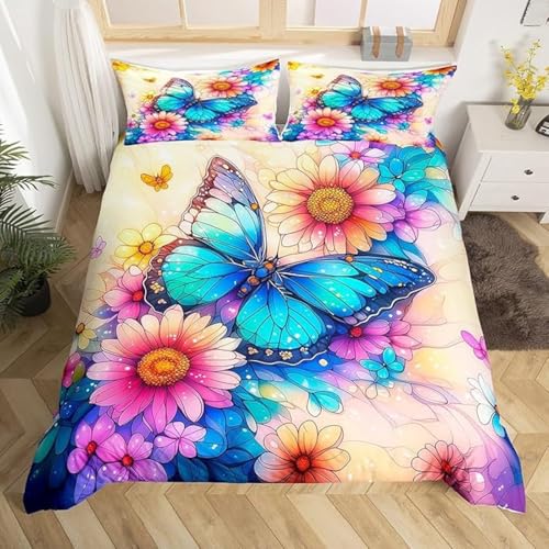 SJSXWQN Bettwäsche 220x240 Blauer Schmetterling Bettwäsche-Set mit Reißverschluss Schließung für Erwachsene Kinder Weicher Atmungsaktive Mikrofaser Bettbezug + 2 Kopfkissenbezug 80x80 cm SJSXWQN Bettwäsche 220x240 Blauer Schmetterling Bettwäsche-Set mit Reißverschluss Schließung für Erwachsene Kinder Weicher Atmungsaktive Mikrofaser Bettbezug + 2 Kopfkissenbezug 80x80 cm von SJSXWQN