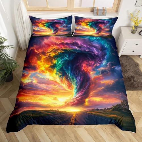 SJSXWQN Bettwäsche 220x240 Tornado Bettwäsche-Set mit Reißverschluss Schließung für Erwachsene Kinder Weicher Atmungsaktive Mikrofaser Bettbezug + 2 Kopfkissenbezug 80x80 cm von SJSXWQN