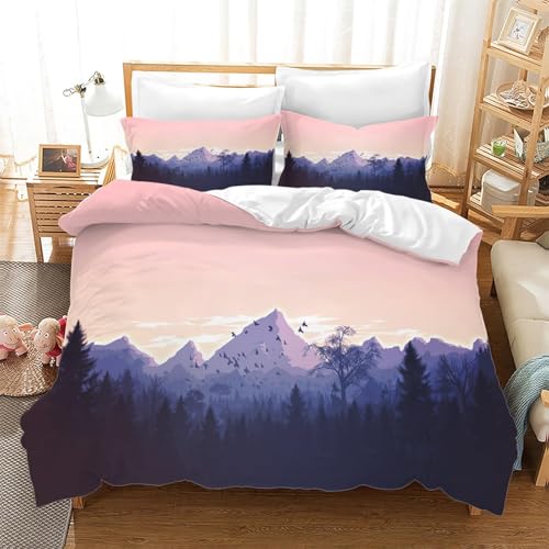 SJSXWQN Bettwäsche 220x240 Wald Bettwäsche-Set mit Reißverschluss Schließung für Erwachsene Kinder Weicher Atmungsaktive Mikrofaser Bettbezug + 2 Kopfkissenbezug 80x80 cm von SJSXWQN