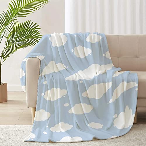 SJSXWQN Decke Blaue Wolken Kuscheldecke Flauschig Extra Weich Warme Mikrofaser Wohndecke Fleecedecke für Tagesdecke Sofadecke Couchdecke Bettüberwurf - 130x150 cm von SJSXWQN
