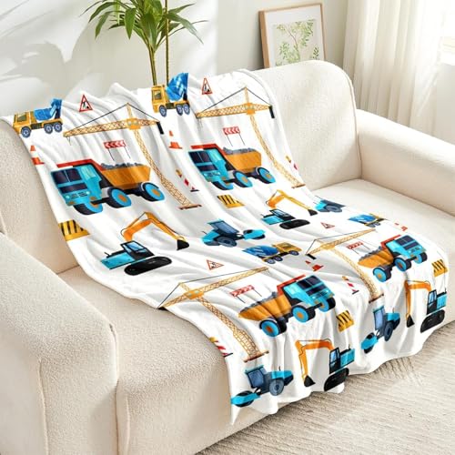 SJSXWQN Decke Blauer Bagger Kuscheldecke Flauschig Extra Weich Warme Mikrofaser Wohndecke Fleecedecke für Tagesdecke Sofadecke Couchdecke Bettüberwurf - 130x150 cm von SJSXWQN