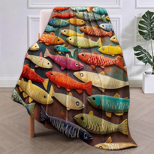 SJSXWQN Decke Bunter Fisch Kuscheldecke Flauschig für Bett und Sofa Extra Weich Warme Mikrofaser Wohndecke Fleecedecke als Sofadecke Couchdecke Kuscheldecke - 180x200 cm SJSXWQN Decke Bunter Fisch Kuscheldecke Flauschig für Bett und Sofa Extra Weich Warme Mikrofaser Wohndecke Fleecedecke als Sofadecke Couchdecke Kuscheldecke - 180x200 cm von SJSXWQN