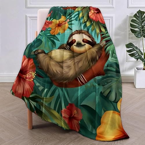 SJSXWQN Decke Faultier Kuscheldecke Flauschig für Couch und Bett Weich Warme Mikrofaser Wohndecke Fleecedecke als Tagesdecke Sofadecke Couchdecke - 180x240 cm von SJSXWQN