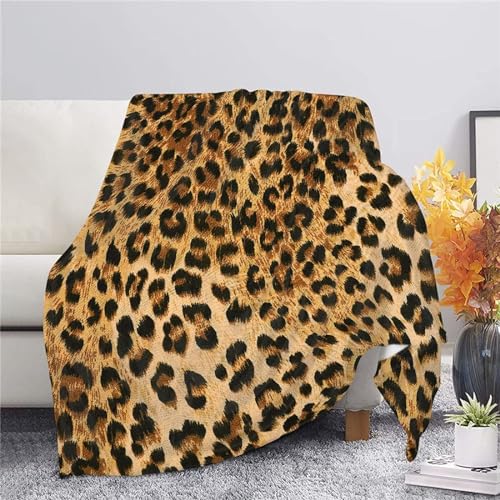 SJSXWQN Decke Gelber Leopardenmuster Kuscheldecke Flauschig für Couch und Bett Weich Warme Mikrofaser Wohndecke Fleecedecke als Tagesdecke Sofadecke Couchdecke - 180x240 cm von SJSXWQN