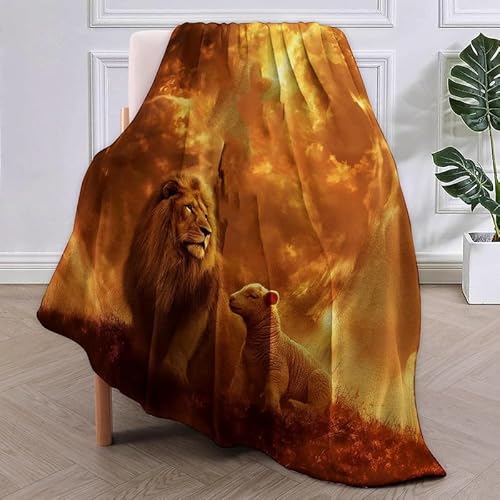 SJSXWQN Decke Gelber LöWe Kuscheldecke Flauschig für Bett und Sofa Extra Weich Warme Mikrofaser Wohndecke Fleecedecke als Sofadecke Couchdecke Kuscheldecke - 180x200 cm von SJSXWQN