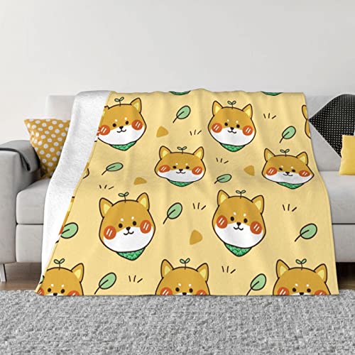 SJSXWQN Decke Gelber Shiba Inu Kuscheldecke Flauschig Extra Weich Warme Mikrofaser Wohndecke Fleecedecke für Tagesdecke Sofadecke Couchdecke Bettüberwurf - 130x150 cm von SJSXWQN