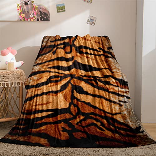 SJSXWQN Decke Gelber Tigerstreifen Kuscheldecke Flauschig für Bett und Sofa Extra Weich Warme Mikrofaser Wohndecke Fleecedecke als Sofadecke Couchdecke Kuscheldecke - 180x200 cm von SJSXWQN