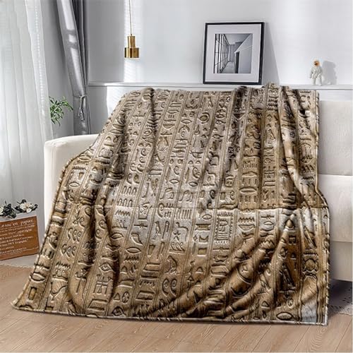 SJSXWQN Decke Graue äGyptische Schrift Kuscheldecke Flauschig für Bett und Sofa Extra Weich Warme Mikrofaser Wohndecke Fleecedecke als Sofadecke Couchdecke Kuscheldecke - 180x200 cm von SJSXWQN