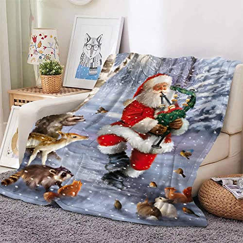 SJSXWQN Decke Grey Santa Kuscheldecke Flauschig für Couch und Bett Weich Warme Mikrofaser Wohndecke Fleecedecke als Tagesdecke Sofadecke Couchdecke - 220x240 cm von SJSXWQN