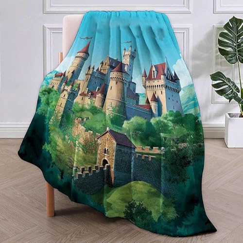 SJSXWQN Decke GrüNes Schloss Kuscheldecke Flauschig für Bett und Sofa Extra Weich Warme Mikrofaser Wohndecke Fleecedecke als Sofadecke Couchdecke Kuscheldecke - 180x200 cm von SJSXWQN