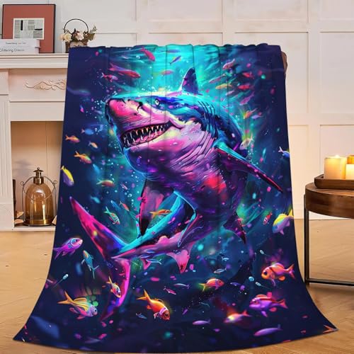 SJSXWQN Decke Hai Kuscheldecke Flauschig Extra Weich Warme Mikrofaser Wohndecke Fleecedecke für Tagesdecke Sofadecke Couchdecke Bettüberwurf - 130x150 cm von SJSXWQN